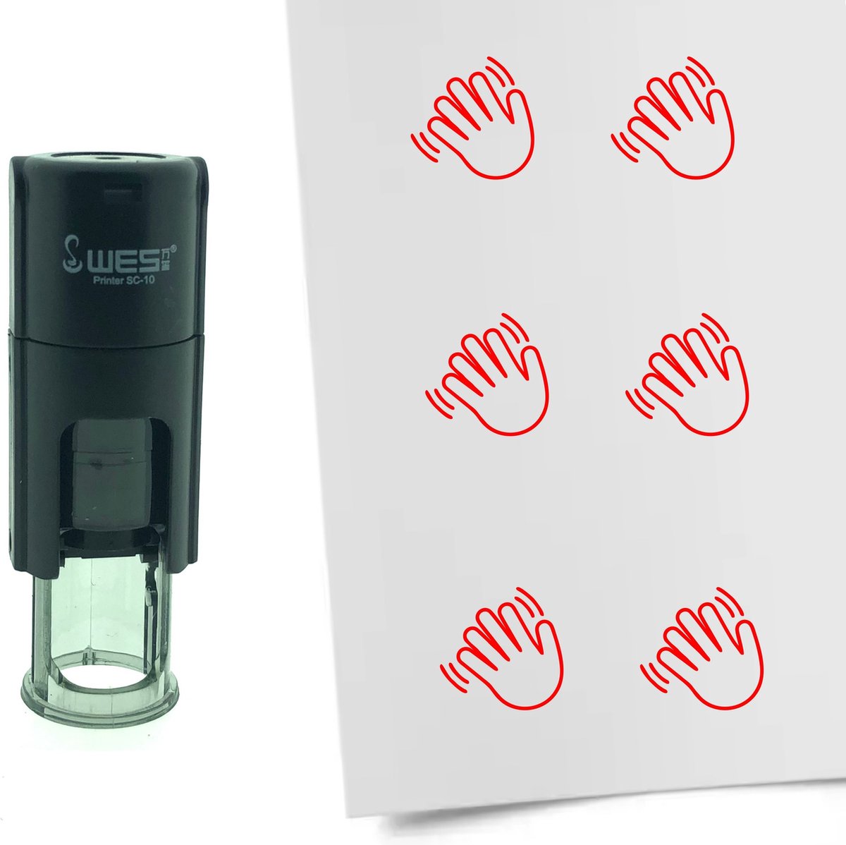 CombiCraft Stempel zwaaien 10mm rond - Rode inkt