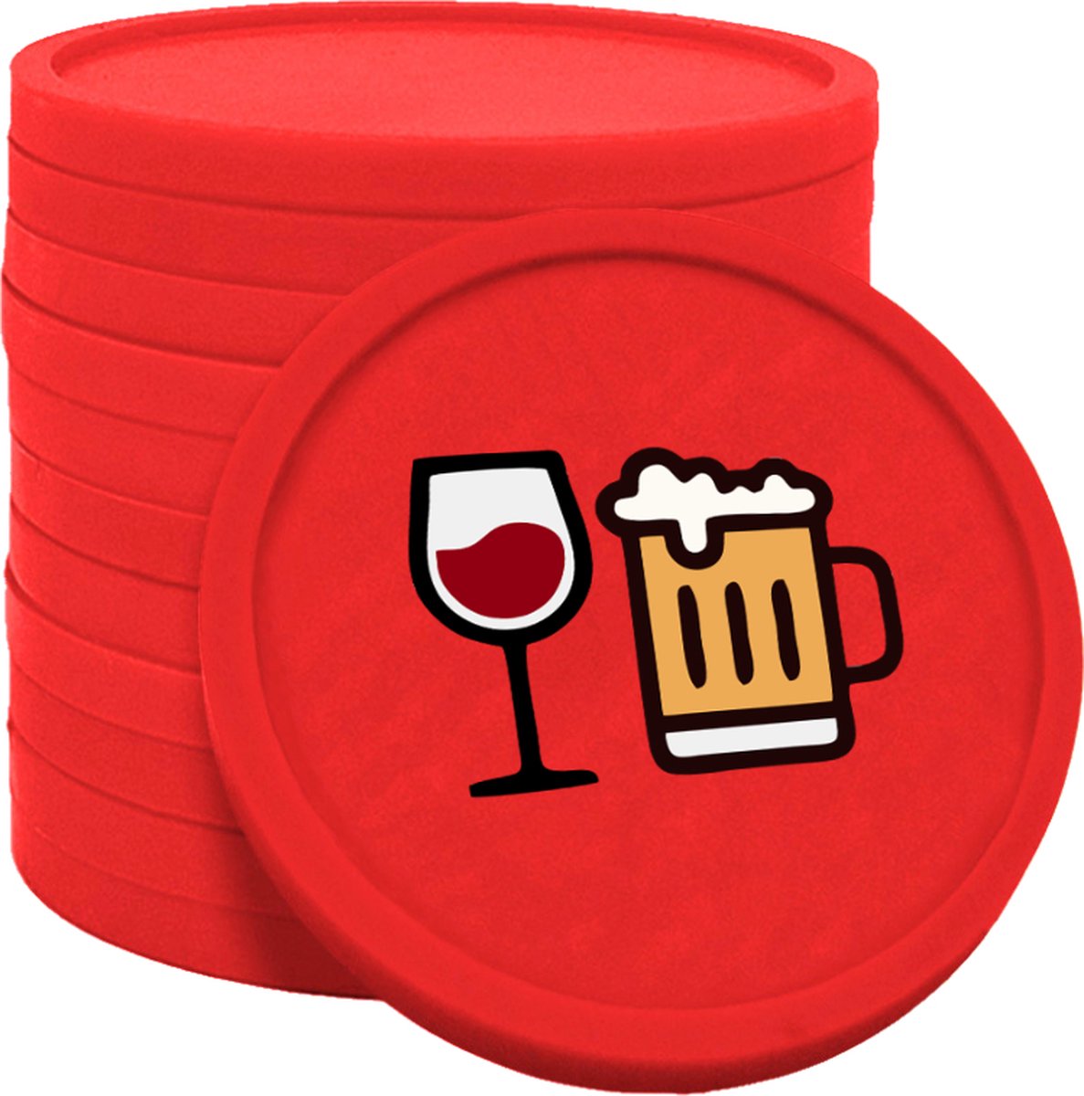 CombiCraft bier en wijn munten rood Ø29mm enkelzijdig bedrukt - 100 stuks