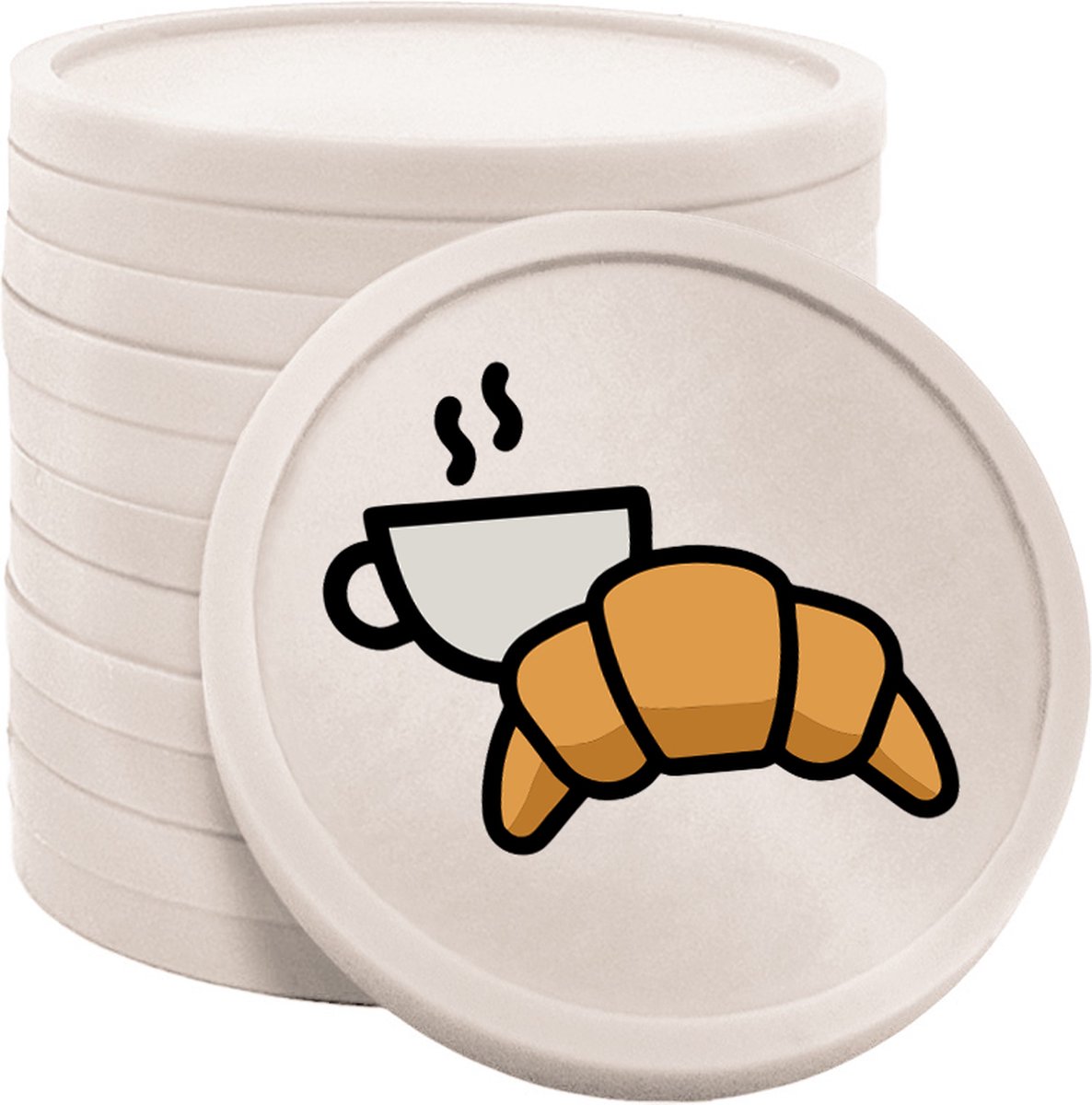 CombiCraft croissant met koffie munten parelmoer Ø29mm enkelzijdig bedrukt - 100 stuks