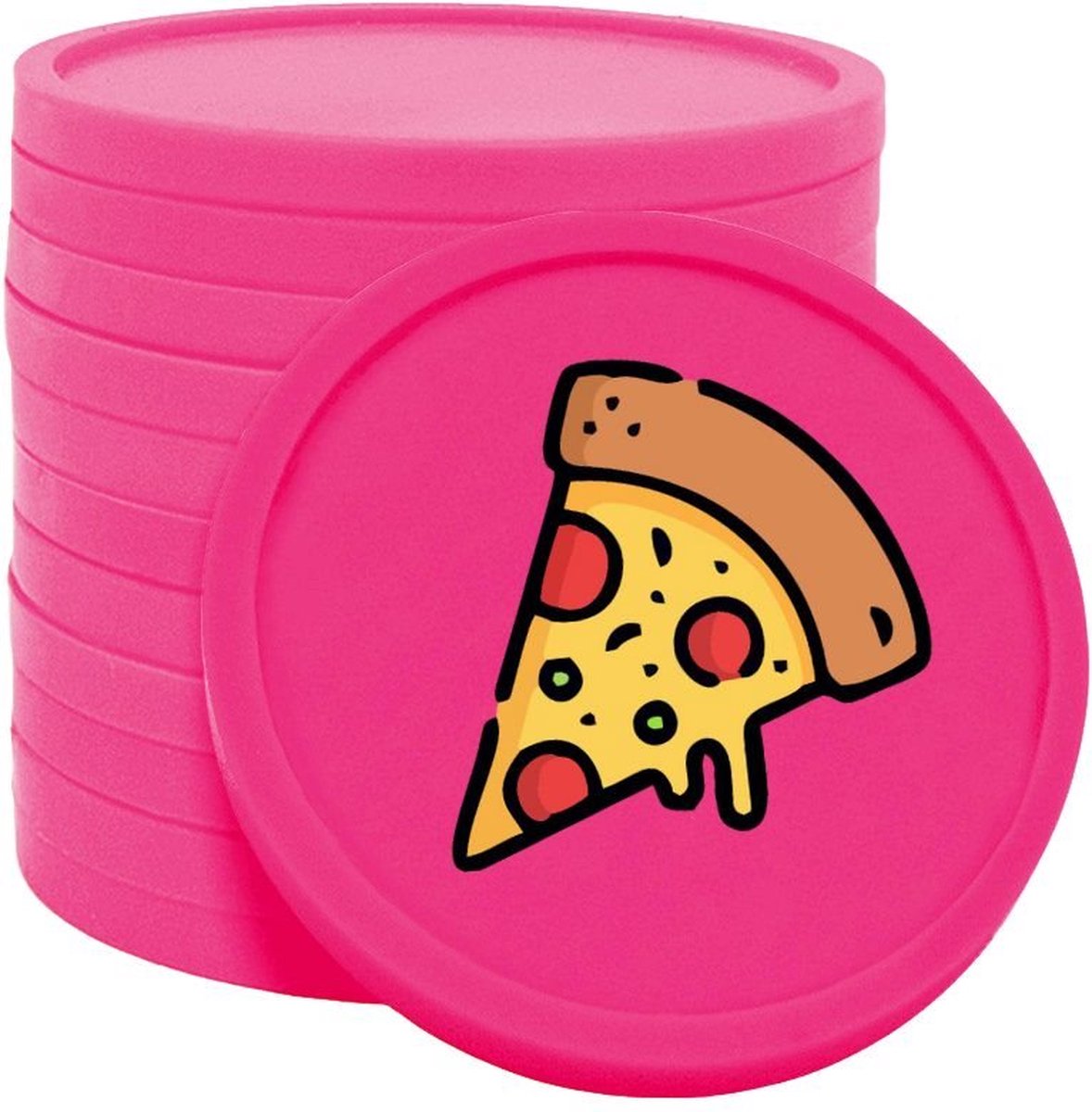 CombiCraft pizza consumptiemunten neon roze - Ø29mm enkelzijdig bedrukt - 100 stuks