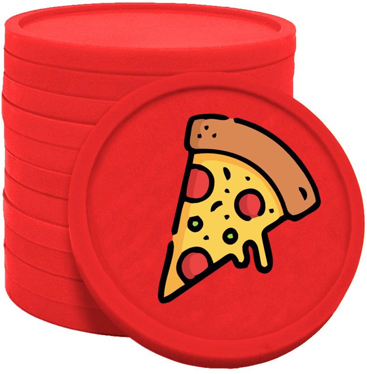 CombiCraft pizza consumptiemunten rood - Ø29mm enkelzijdig bedrukt - 100 stuks