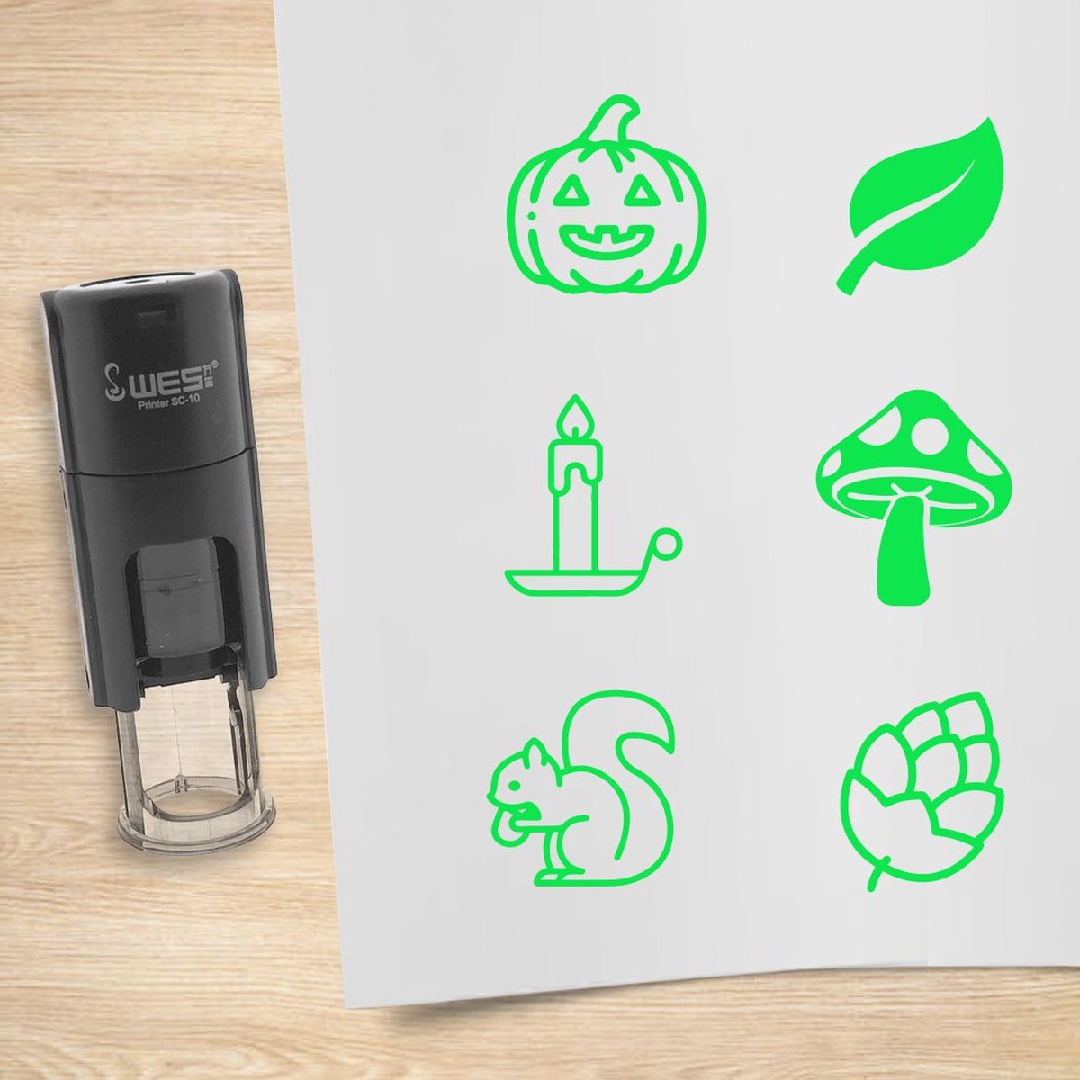 CombiCraft stempelset Herfst groen met 6 stempels