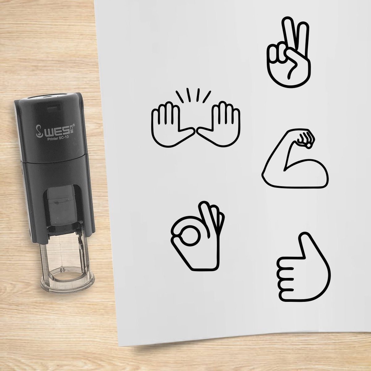 CombiCraft stempelset handen emojis rood met 5 stempels