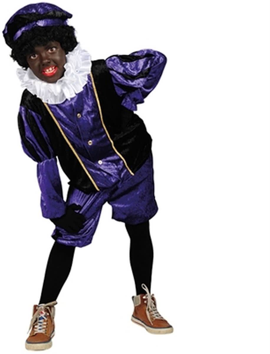 Kostuum Zwarte Piet kind paars zwart-Maat:176