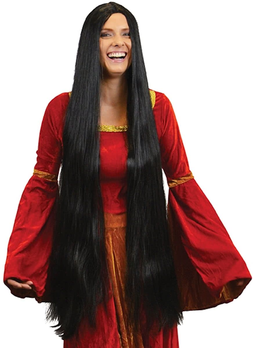 Zeer lange zwarte pruik