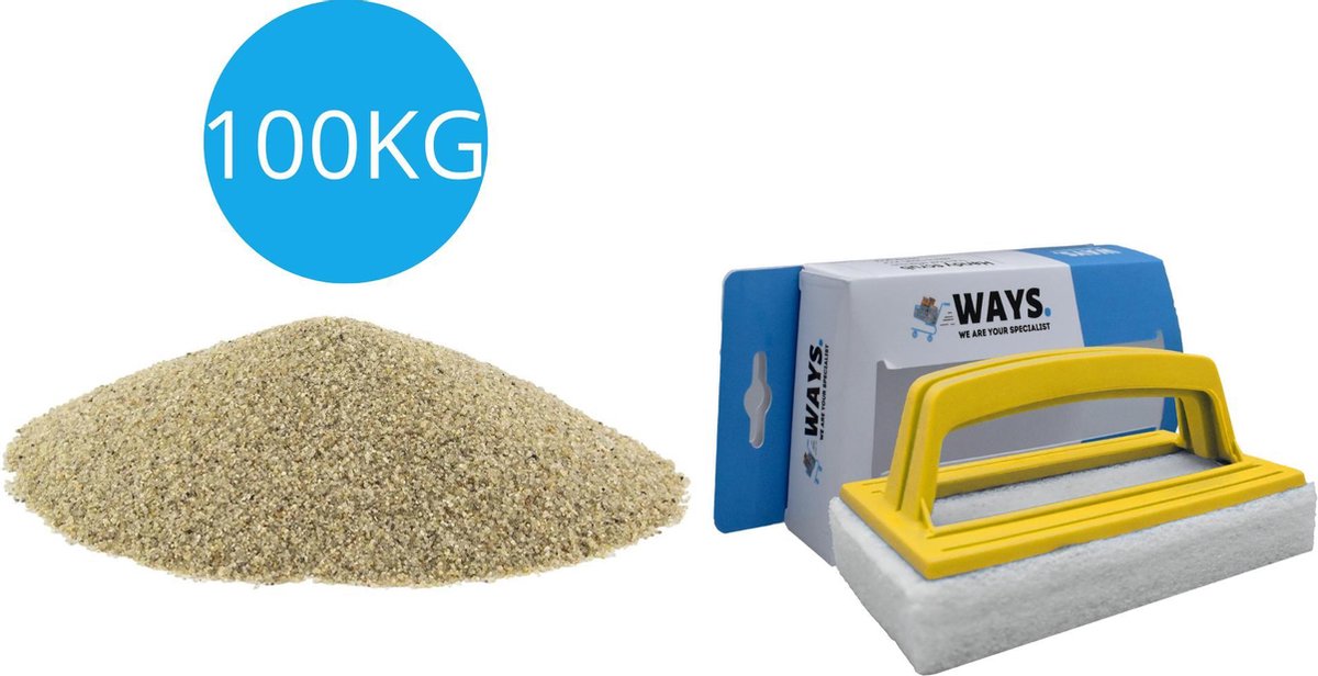 Comfortpool - Voordeelverpakking - Filterzand Zandfilterpomp - Inhoud 100 kg (4 x 25 kilogram) & WAYS scrubborstel
