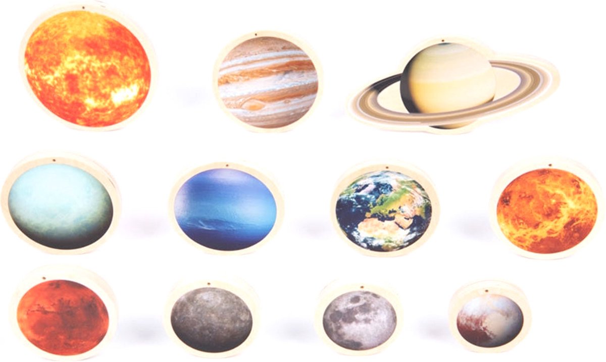 Houten zonnestelsel schijven