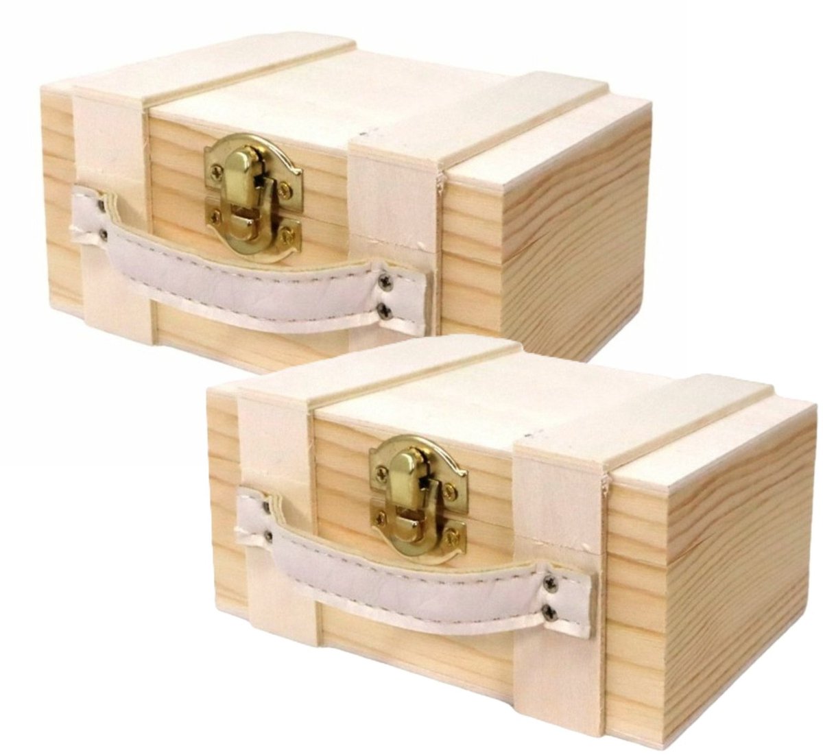 Concorde Houten opbergkistje - 2x - met sluiting en hengsel - 13 x 9 x 6 cm - Sieraden - Juwelen - sieradenkistje