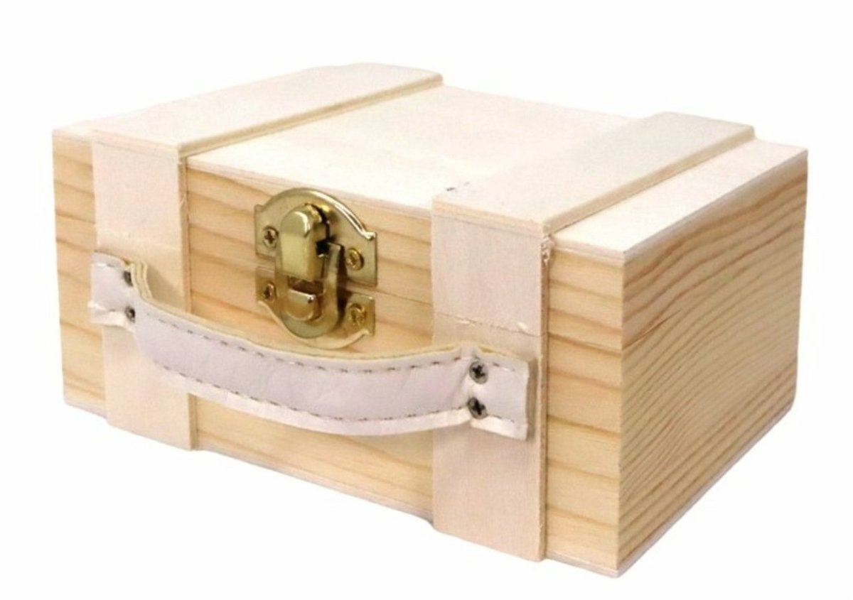 Concorde Houten opbergkistje - met sluiting en hengsel - 13 x 9 x 6 cm - Sieraden - Juwelen - sieradenkistje