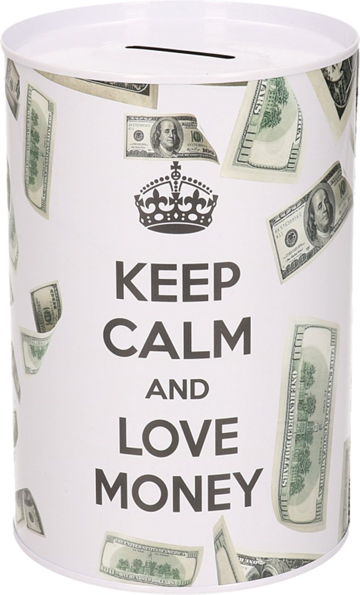 Concorde spaarpot blik dollar biljetten - keep calm - 10 x 15 cm