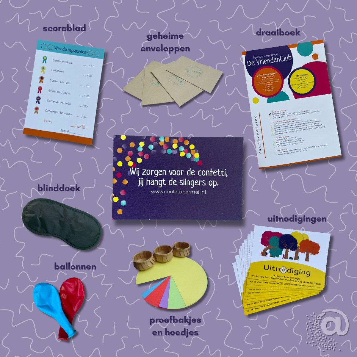 Kinderfeestje voor thuis - De VriendenClub - draaiboek kinderfeestje - compleet feest - verjaardag kind -