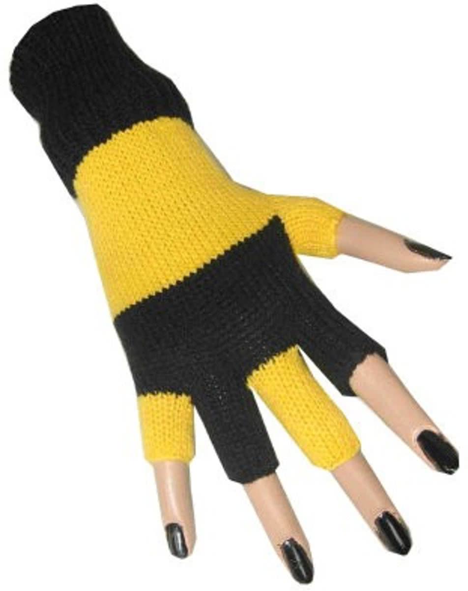 Vingerloze handschoen zwart/geel