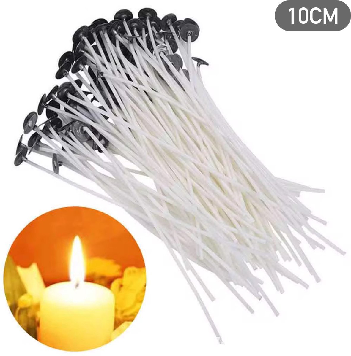 Consumerce® Kaarsenlont 10cm – 100 Stuks – Kaarslont – Zelf Kaarsen Maken – Kaarslonten – Kaars Lont Set – Kaarsen Lonten – Kaarsvet – Kaarswax – Kaarslontjes Mal