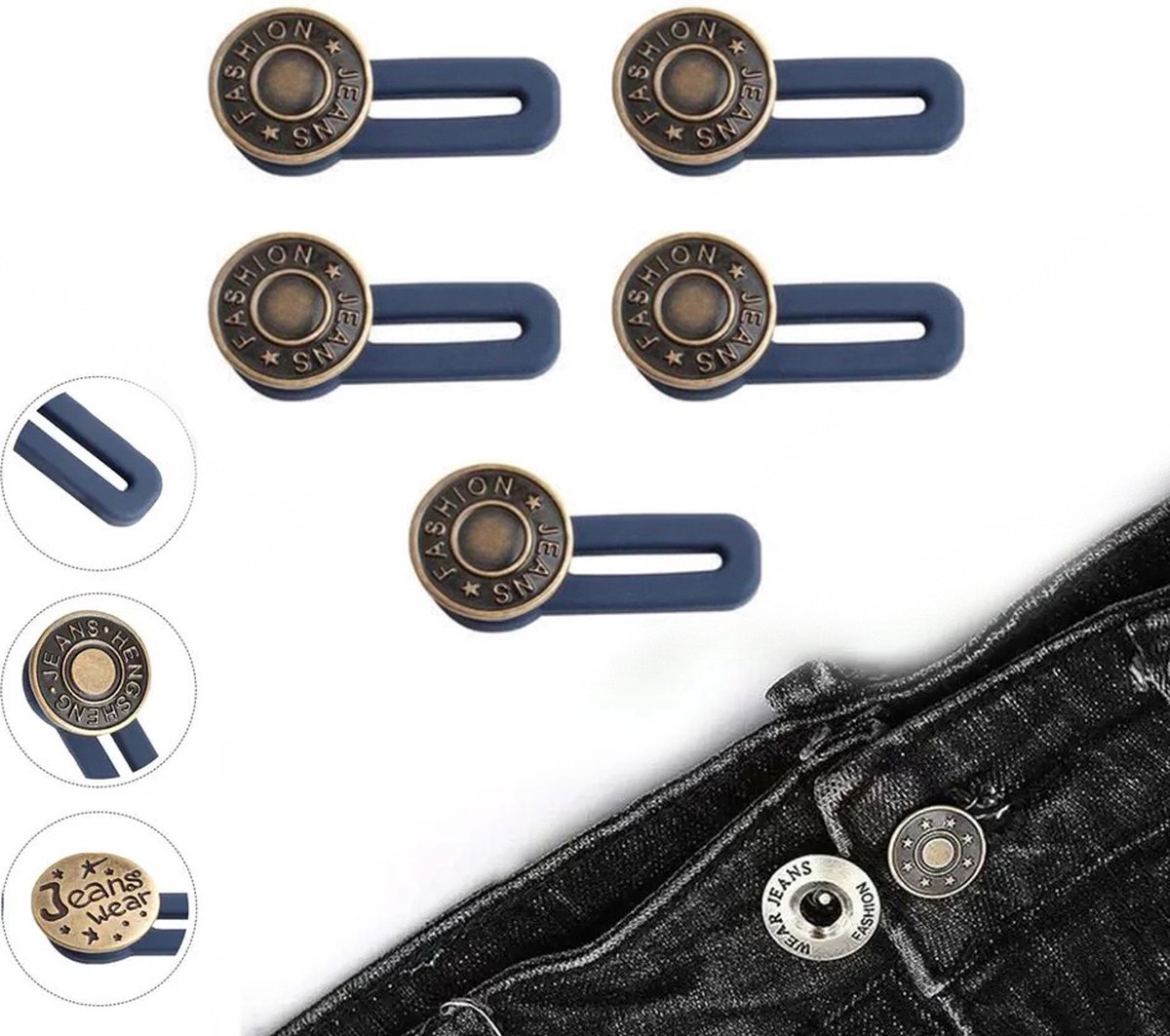  ® Set van 5 Premium  sgat Verlengers - Bronzekleurig – Broekverbreder Jeans –   Verlgenger Voor Je Broek – Zwangerschapsbroekverbreder – Voor Spijkerbroek – Spijkerbroeken - Zwangerschap Broekverbreder