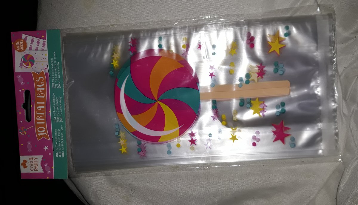 10 Snoepzakjes met stickers / opdruk lollie