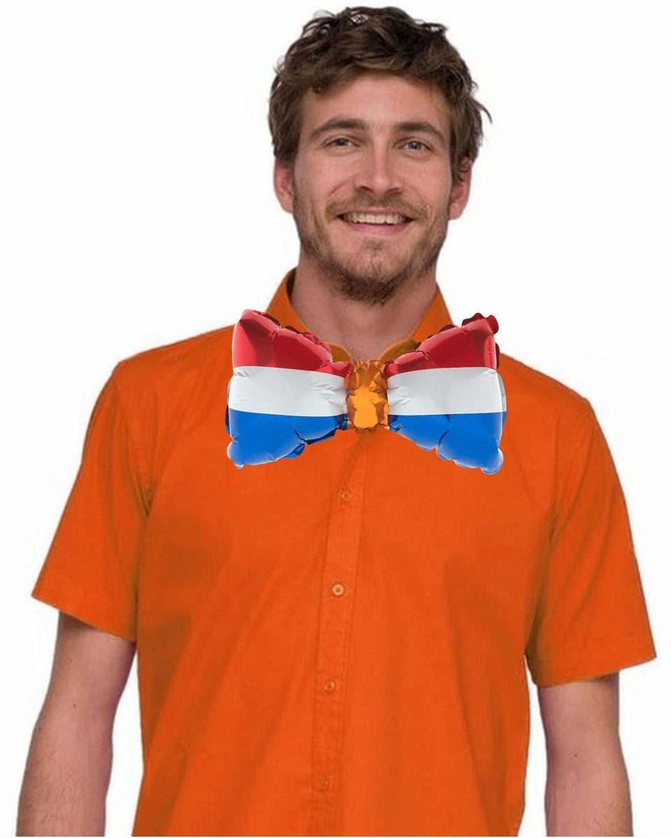 Folie Ballon Vlinderdas - Haarband - Rood Wit Blauw - Ek/WK - Koningsdag - 22 x 12 cm