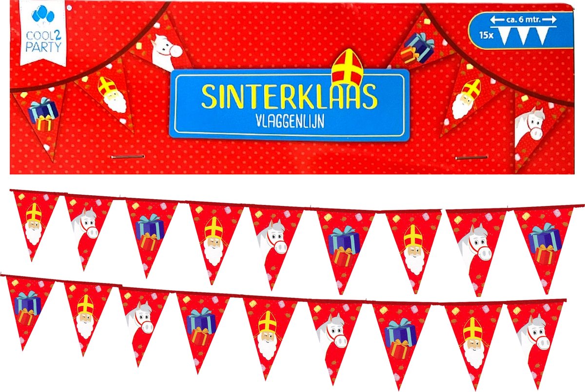 Vlaggenlijn Sinterklaas - Sint & Piet - 6 meter