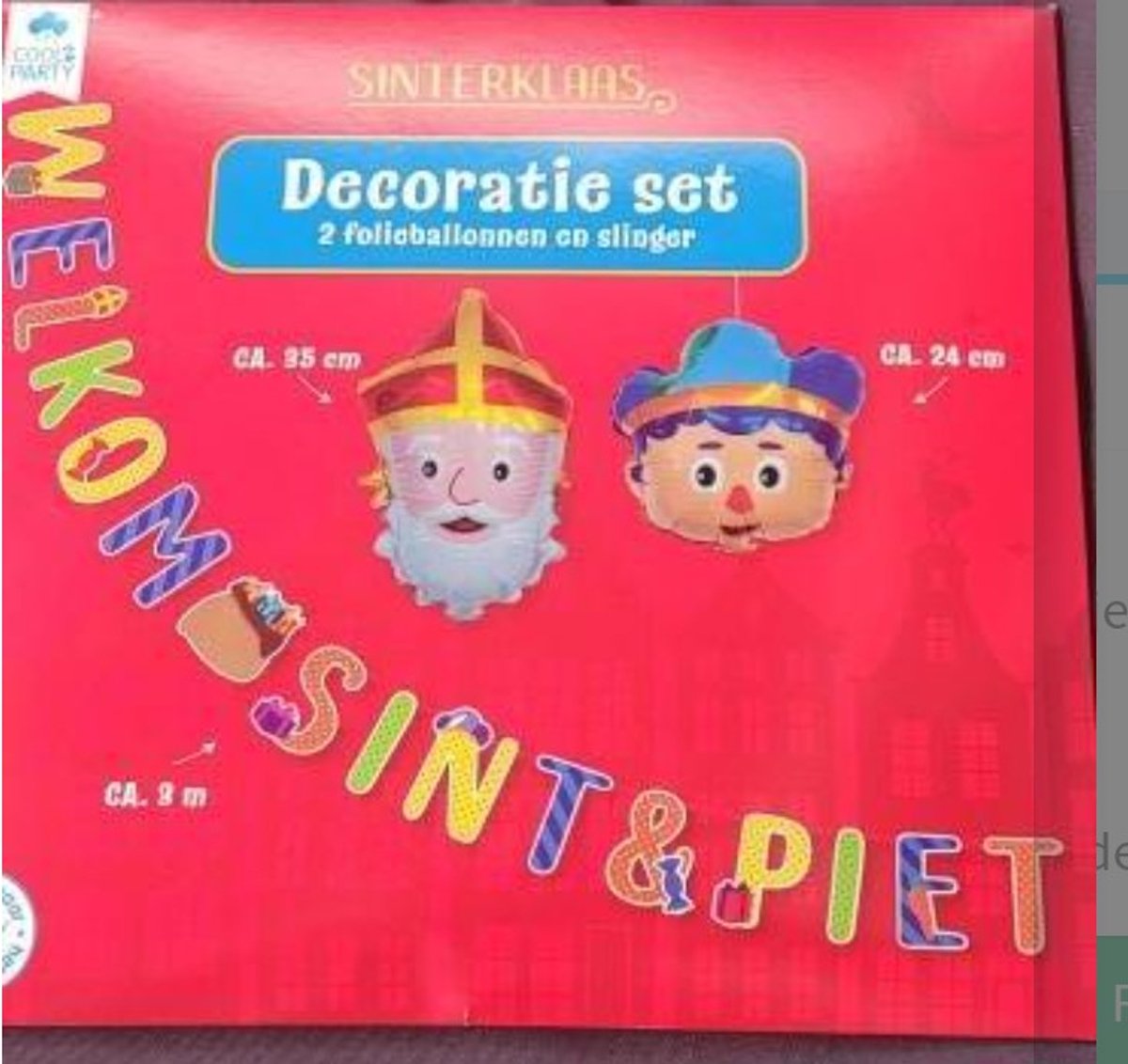 Sinterklaas Decoratie set - 2 folieballonnen en 1 slinger Welkom Sint & Piet
