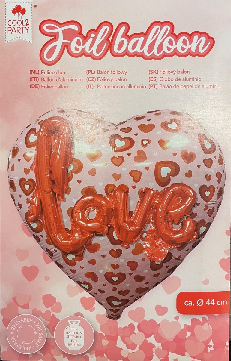 Valentijn folie ballon hartvorm LOVE 44cm