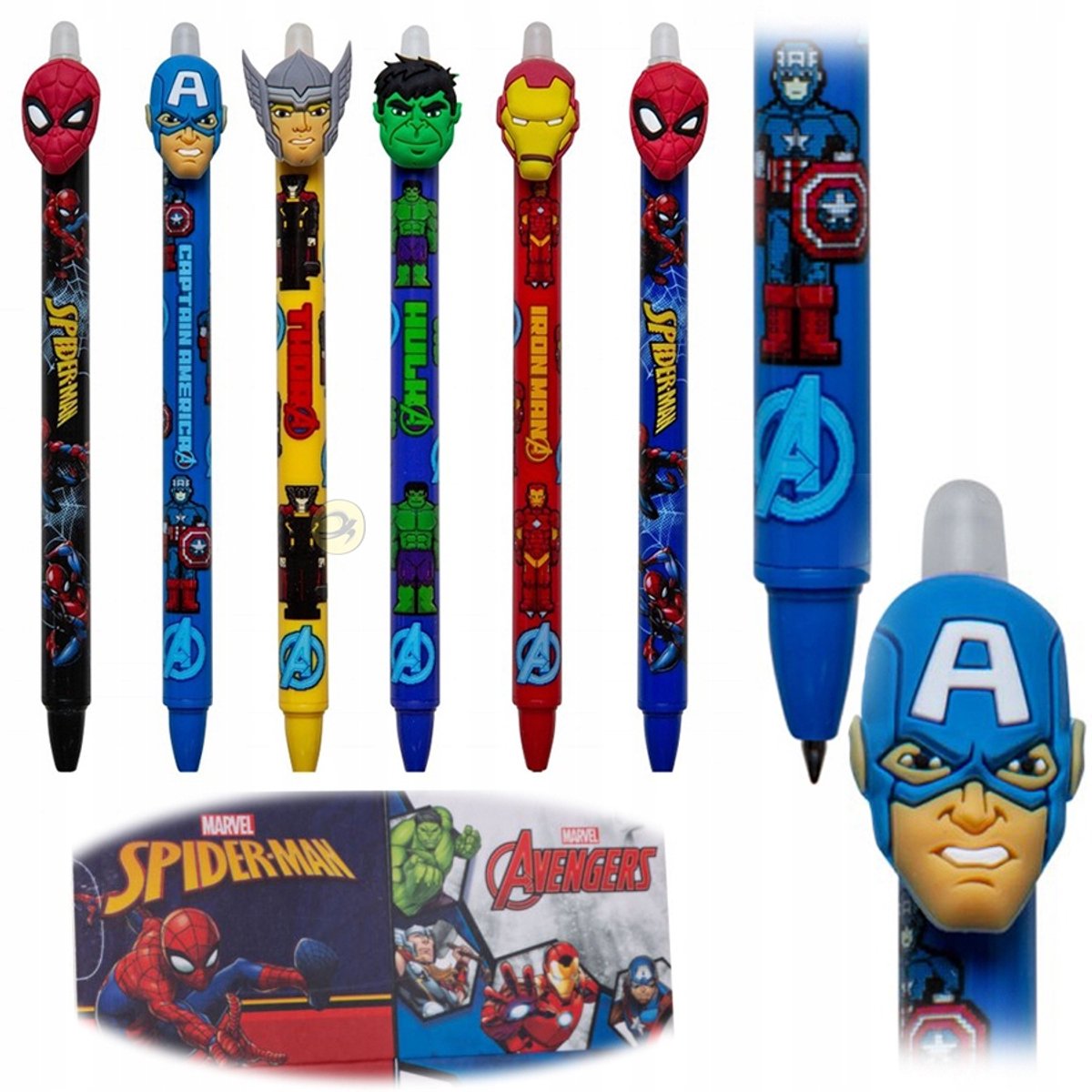 Uitwisbare Gelpen Spider-Man & Avengers - 6 Stuks