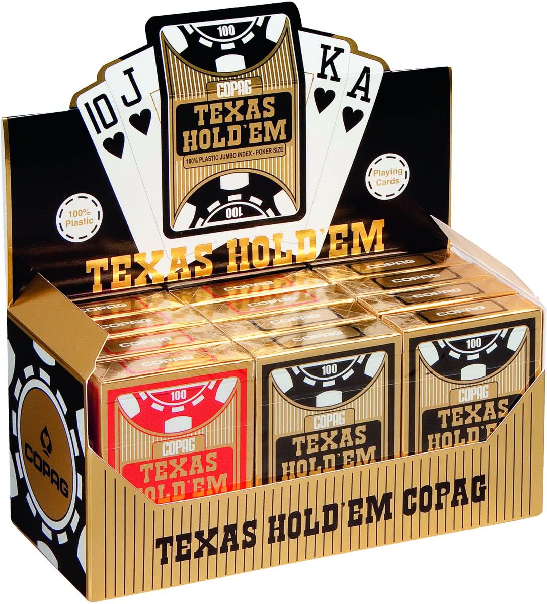 Copag Texas Holdem Gold Plastic Pokerkaarten - Jumbo Index - Display