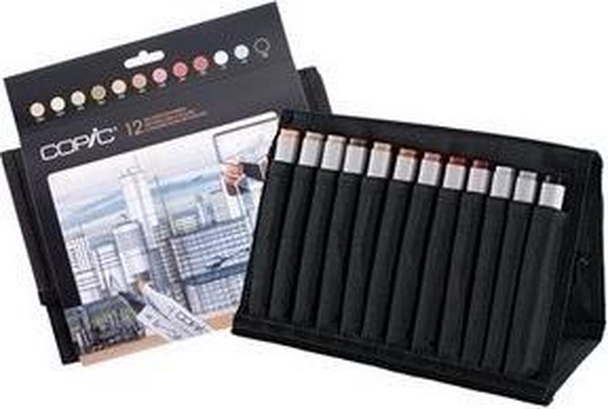Copic Classic set Architectuur 12 kleuren + etui - Markers Voor Tekenen En Ontwerpen – Professionele Stiften Alcoholbasis – Twinmarkers Set - Kerst - Kerstaanbieding - Kerst 2023