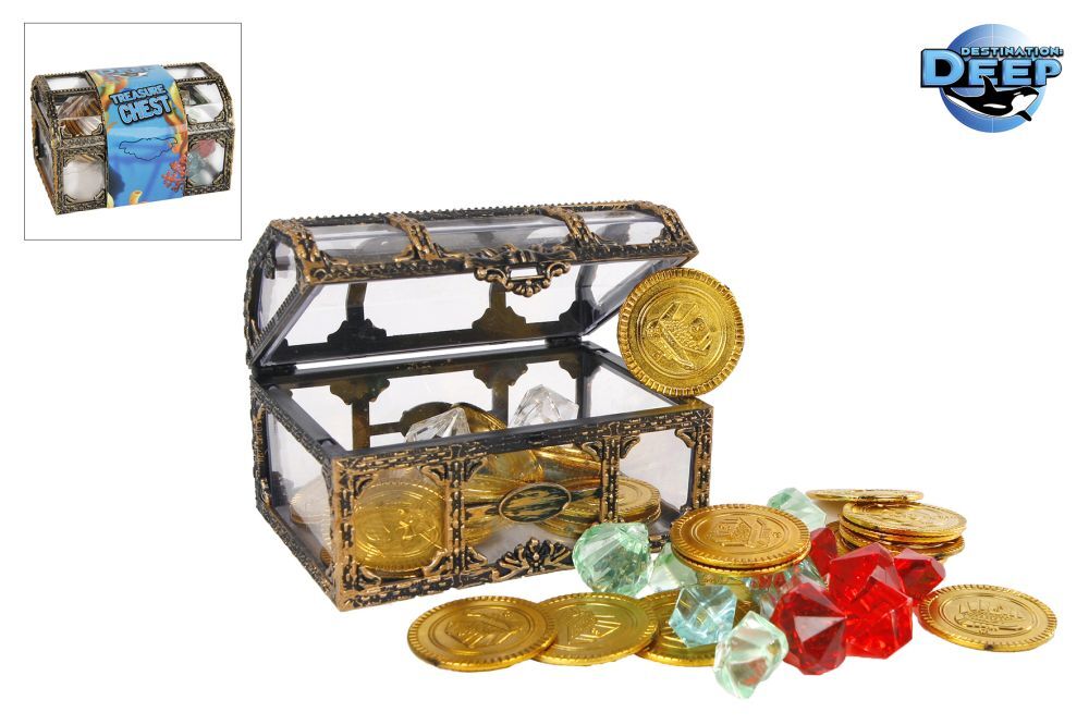 Destination deep schatkist met 30 munten en 30 diamanten 10,5x8cm 2ass