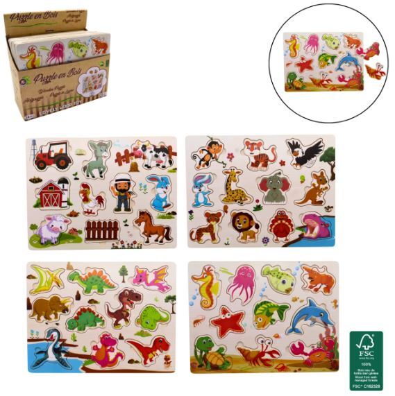 Houten puzzel dier 11 stukjes 4 ass.