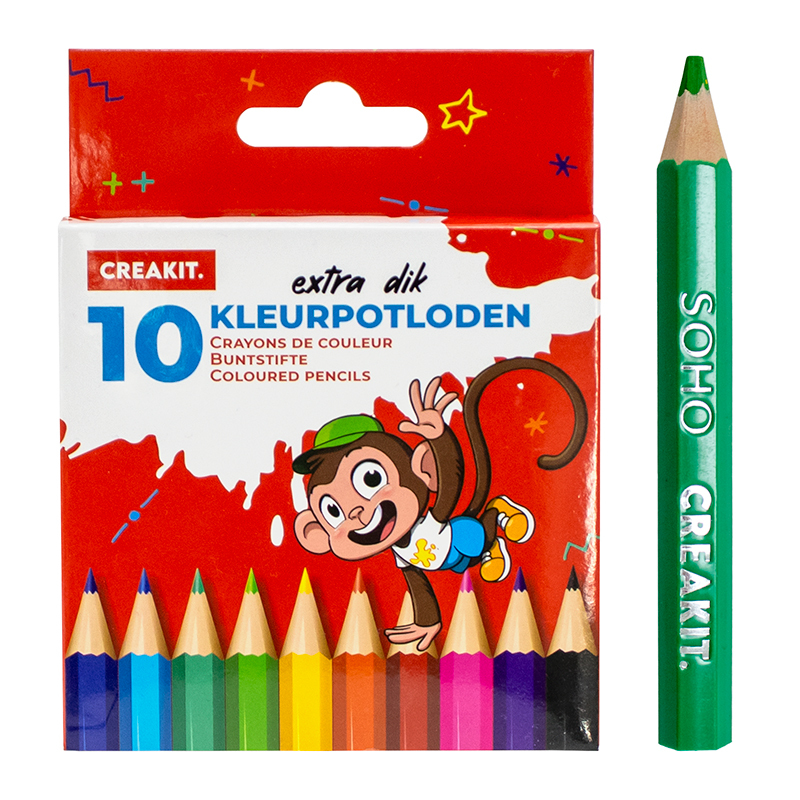 Kleurpotloden kort-dik 10/ CREAKIT