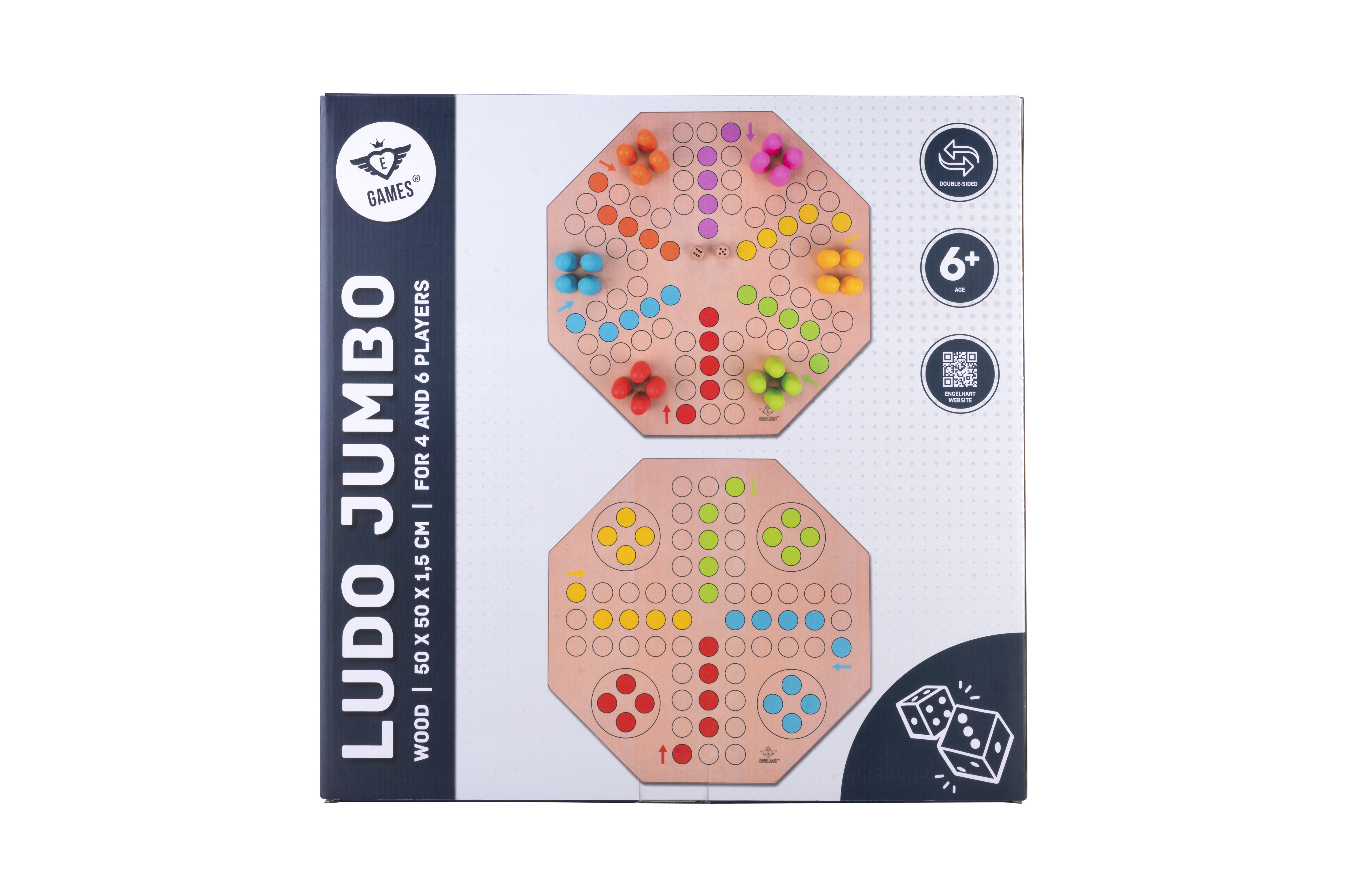 Ludo 50x50x1.5cm Mens erger je niet, hout