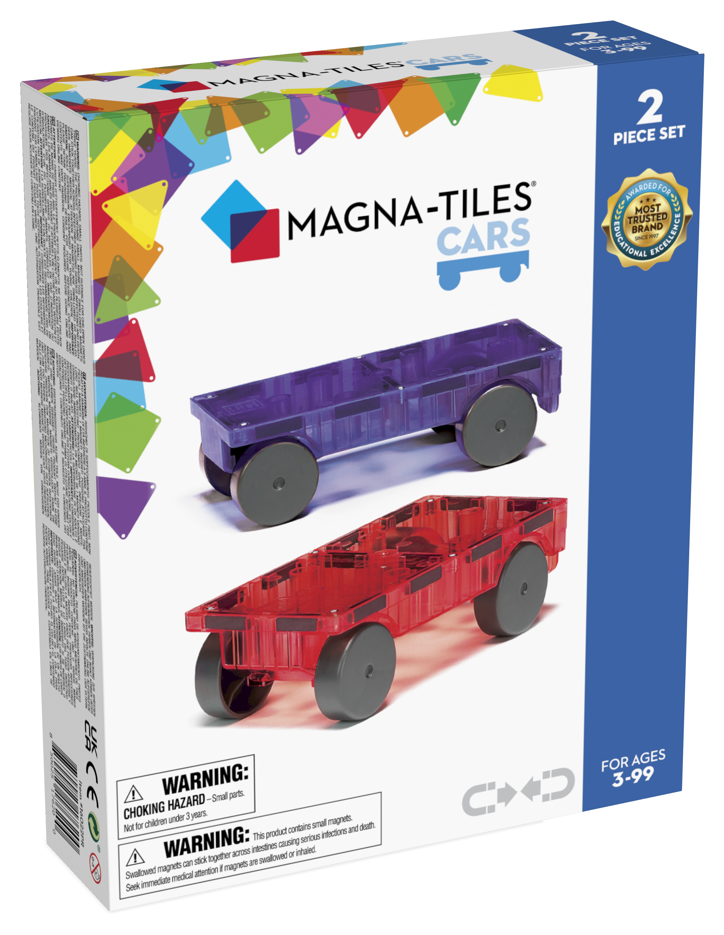 Magnatiles Cars 2 stuks paars en rood uitbreidingsset