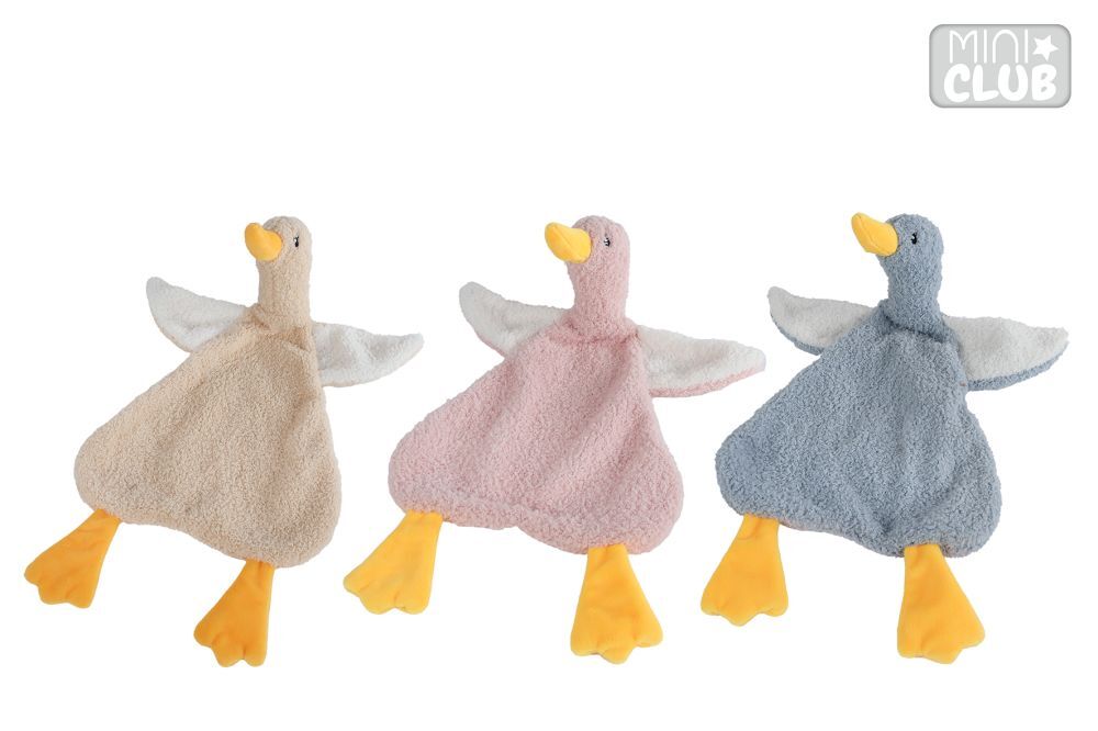 Mini Club knuffeldoekje eend pluche 3 assorti 40cm