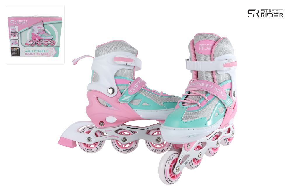 Street Rider inline skates roze/groen verstelbaar 37-40