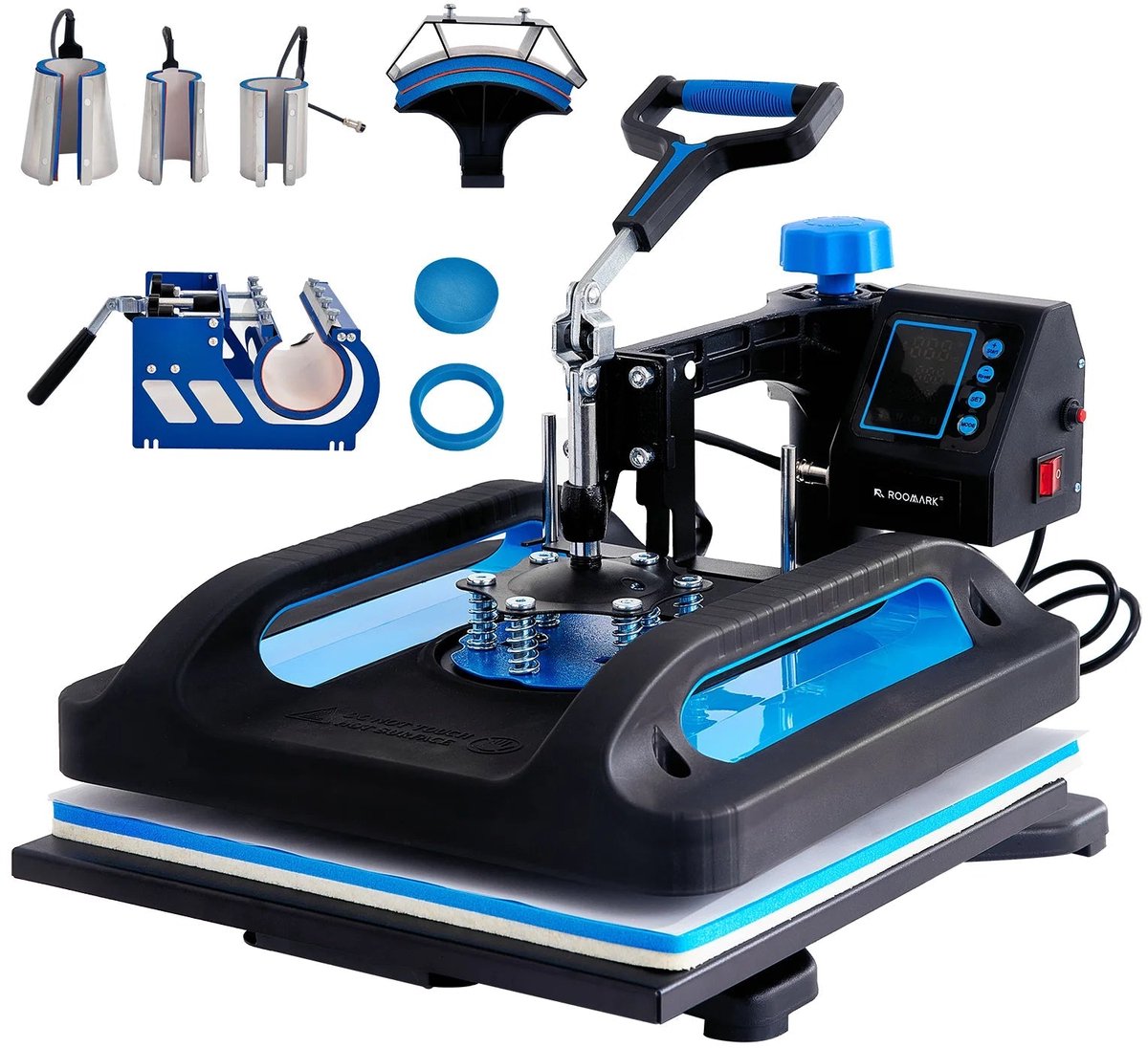 8-in-1 Transferpers - 12x15 Inch - Hittepers voor T-shirts, Mokken, Petten & Borden - 360° Draaibare Persarm - Digitale Dubbele Verwarming - Zwart