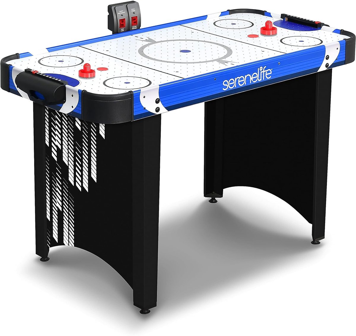 Air Hockey Tafel – Airhockey Spel – Tafelspel – Lucht Hockey – Speeltafel – Blauw Zwart – Ingebouwd Digitaal Scorebord – Krachtige 110V Ventilator