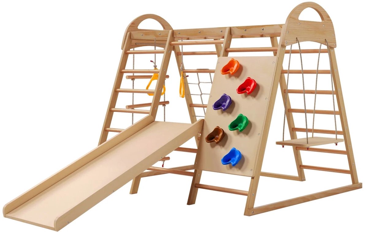 Klimdriehoek – Speeltoestel – Klimrek – Speelplek – Speelhuisje – Massief Hout – Maximaal 50 Kg Draagkracht