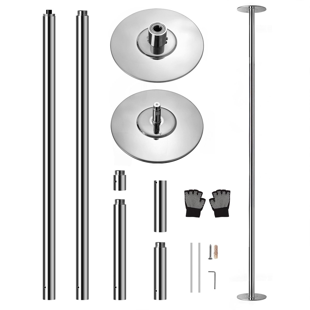 Paaldanspaal – Danspaal – Pole Dance Paal – Fitnesspaal – Spinpaal – Verstelbaar 2,03-2,74 m – Aluminiumlegering Met Roterende En Statische Functie