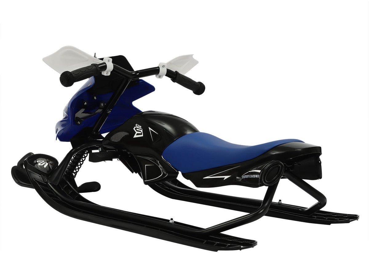 Slee – Sneeuwslee – Skibob – Bobslee – Kinderslee – Stevig IJzeren Frame – Verstelbare Zitting met Remmen – 124 cm – Blauw