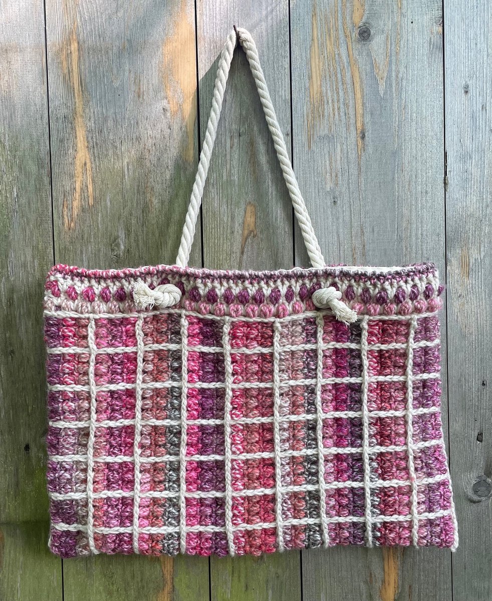 HAAKPAKKET TAS PINK PUFF BLOK MC 76 - VERLOOPGAREN-CANVAS BINNENTAS.