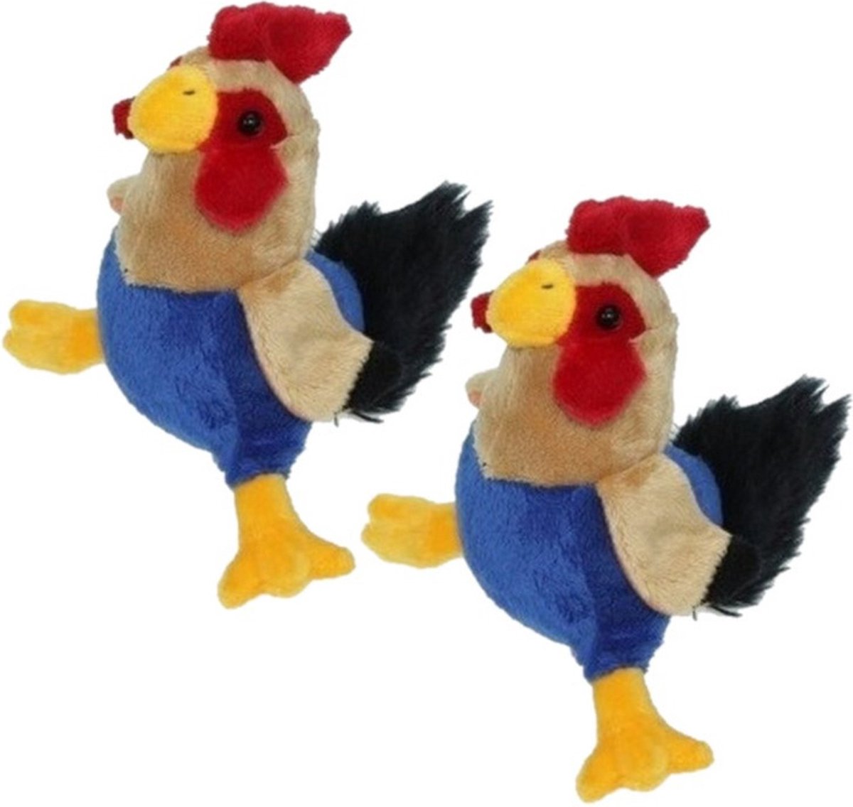 2x stuks pluche haan/kip knuffel 20 cm - Boerderij dieren knuffels