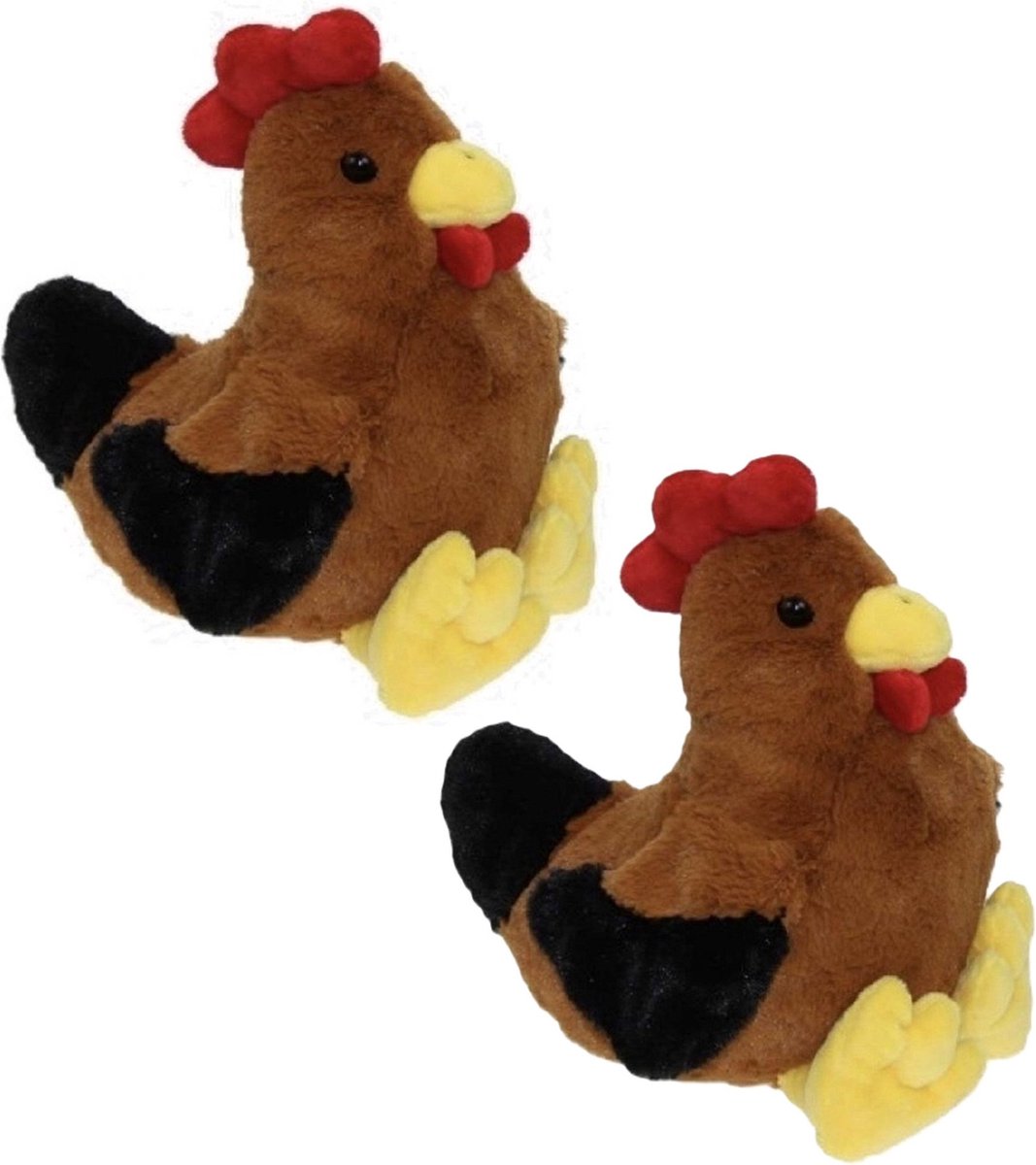 Cornelissen Knuffel kip/haan - 3x - 25 cm - pluche - knuffelkip - knuffelhaan - knuffeldier - boerderij dieren knuffels