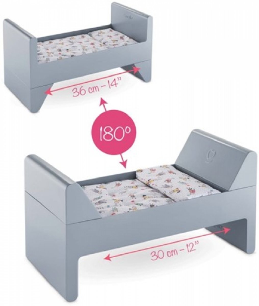 Corolle - Bed - Wieg - 36cm en 42cm - Grijs - Poppenbed - FRN87
