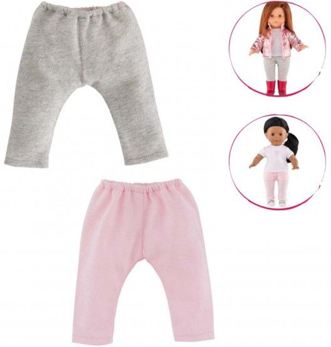 Corolle Ma Corolle set van 2 leggings grijs en roze