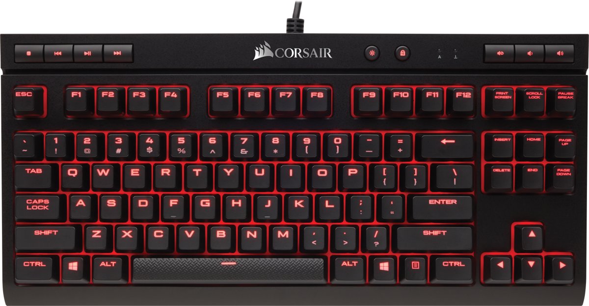 Corsair K63 Compact Red LED - Azerty - Cherry MX Red - Mechanisch Gaming Toetsenbord
