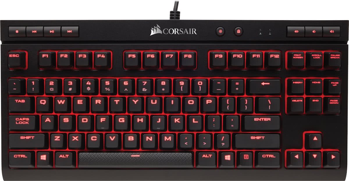 Corsair K63 Compact Red LED - Qwerty - Cherry MX Red - Mechanisch Gaming Toetsenbord
