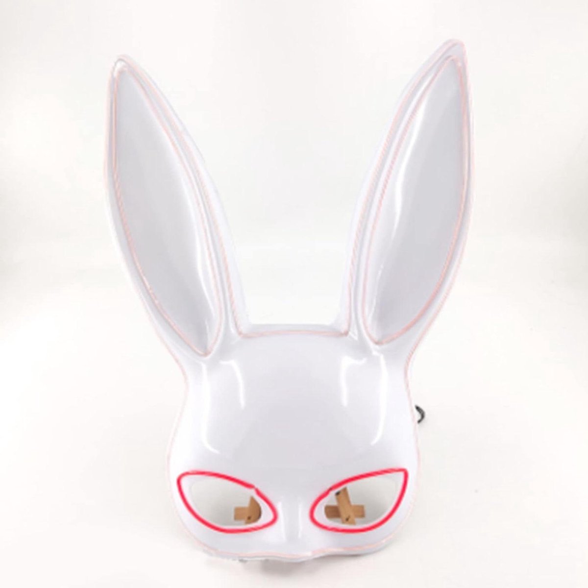 Cosensi - Half Face Konijnenmasker met Roze en Witte Verlichting voor Halloween Feest met Glow Effect