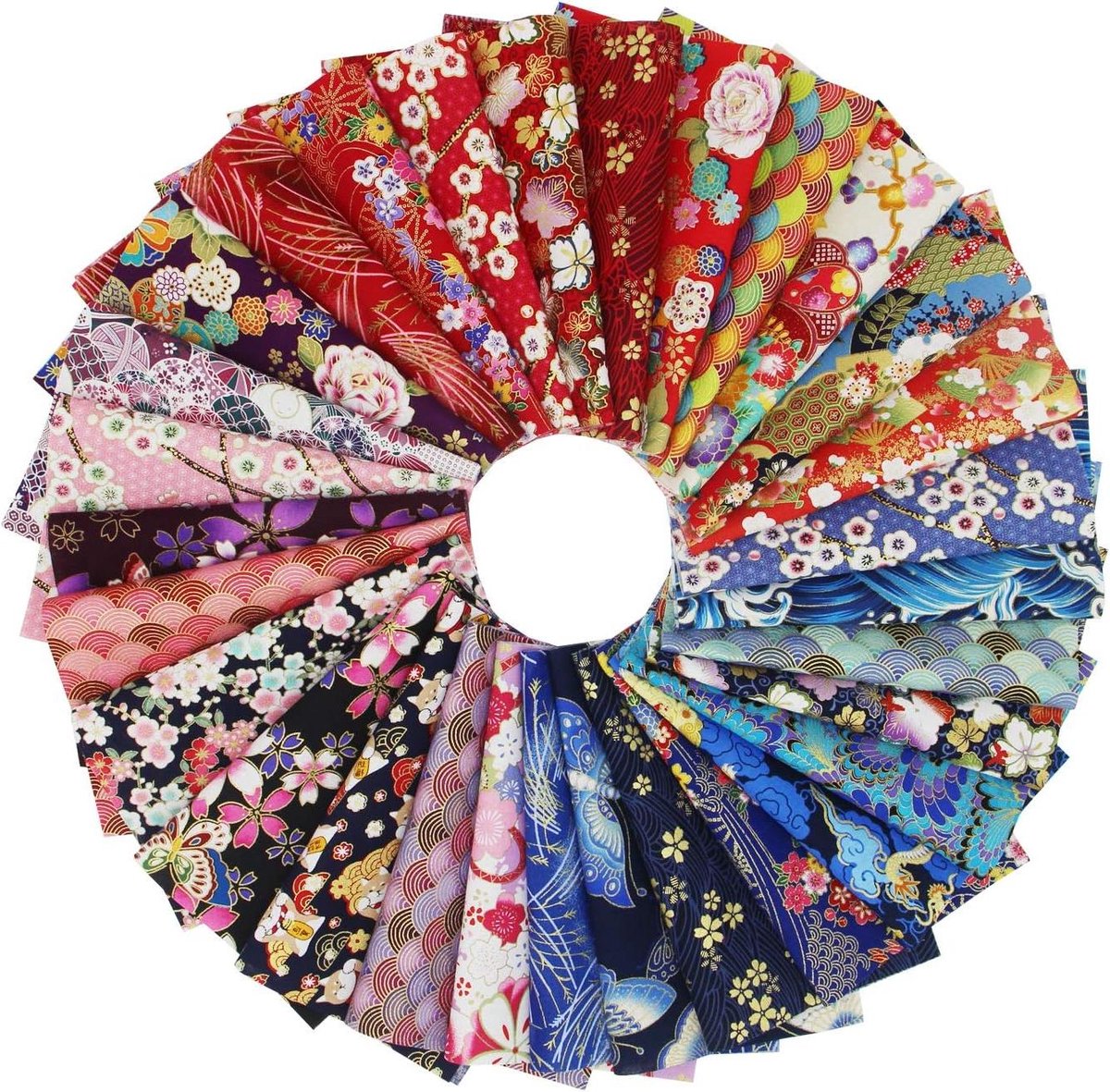 Cosensi - Japanse Stijl Katoen Ambachtelijke Stof Patchwork Bundel - Gouden Bloemen Patronen - Naaien Quilten DIY - 30 stuks 20 x 25 cm - Handwerk - Kleur-Bronzing