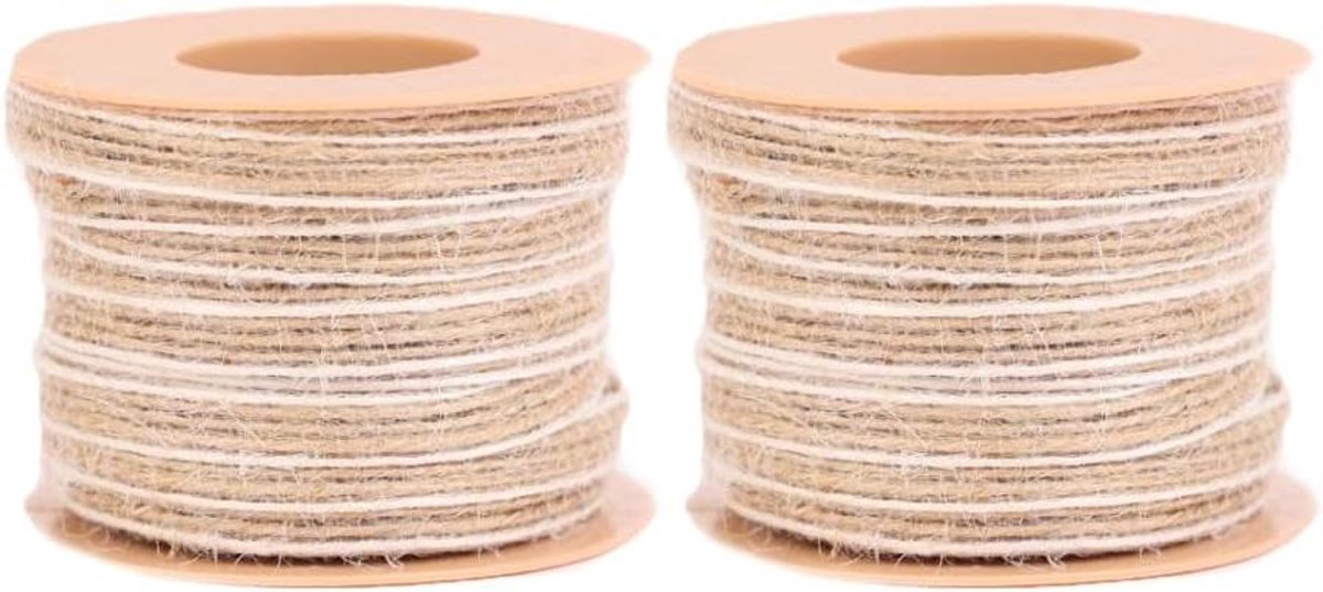 Cosensi - Jute lint 6mm x 10m beige, vintage cadeaulint voor bruiloft en decoratie