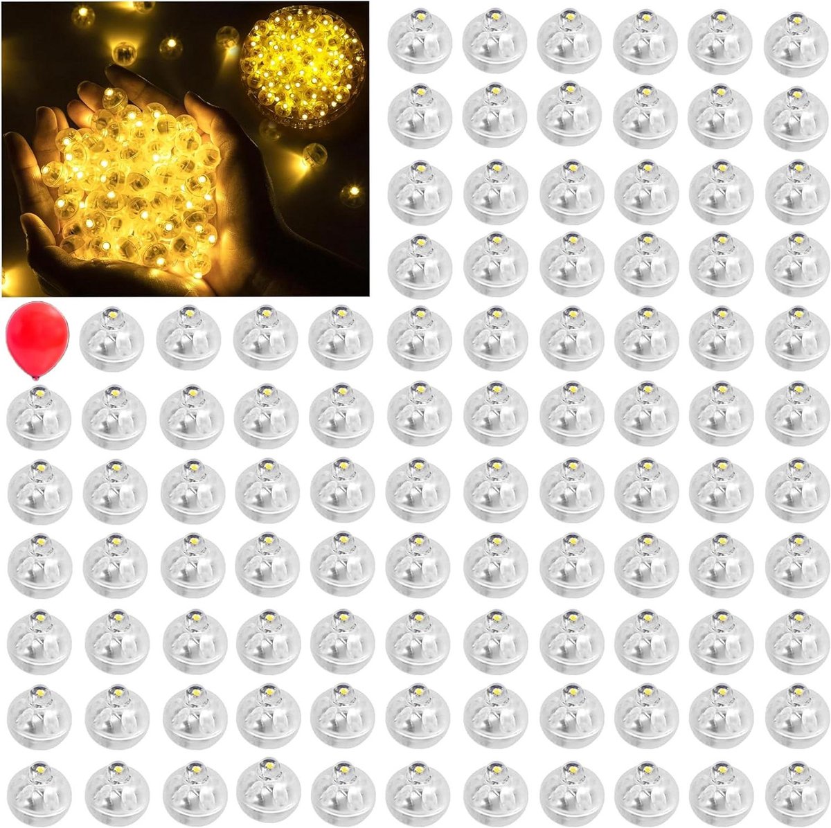 Cosensi - LED-ballonlampen 100 stuks mini warmwit - voor verjaardag, bruiloft, Halloween