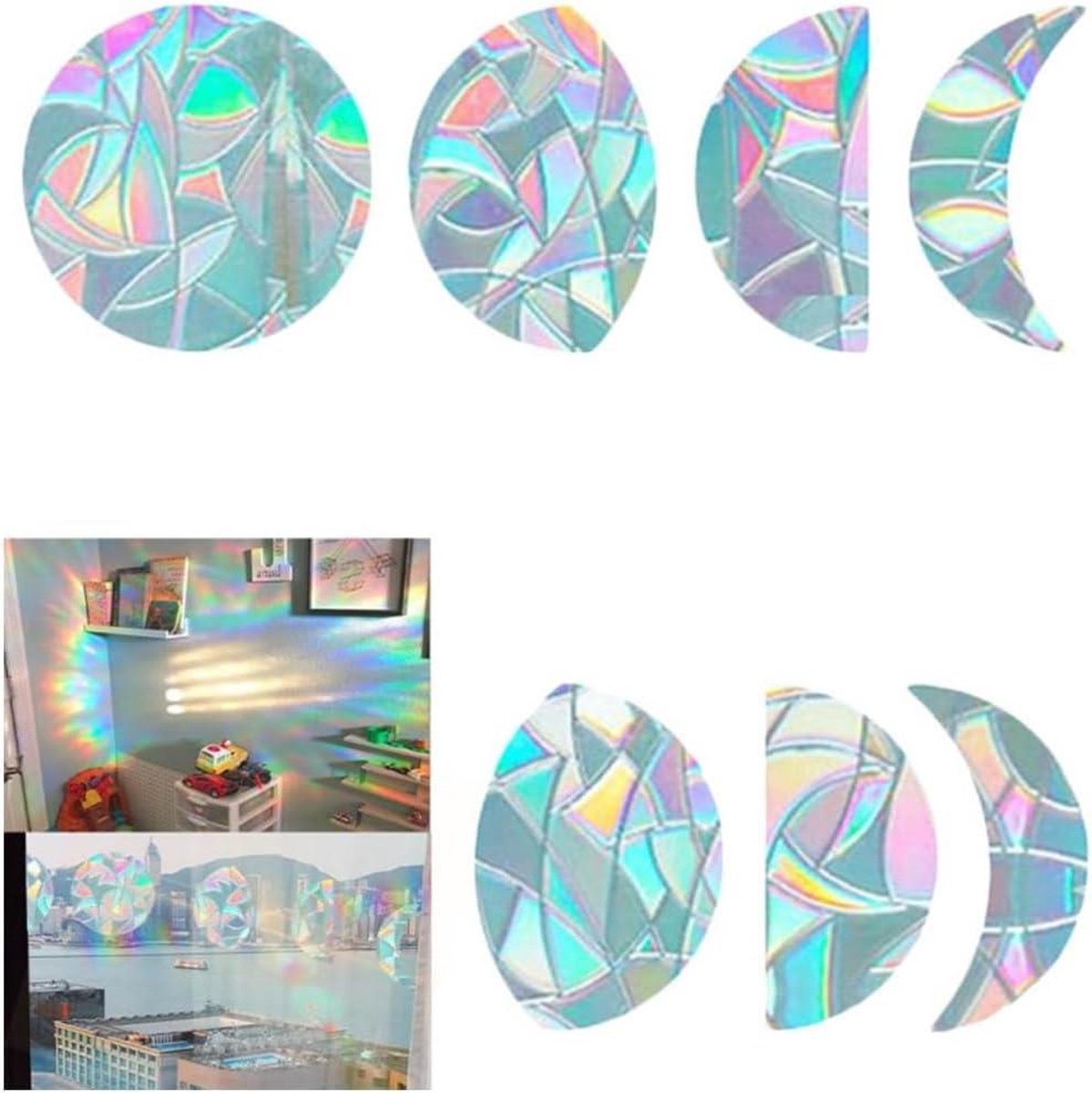 Cosensi - Maanraamstickers Regenboog 14 stuks Static Zonnevanger Voor Vogelbescherming